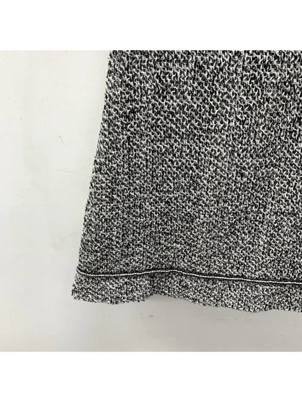 Chanel Black & White Cotton Tweed V-Neck Short-Sleeve Dress